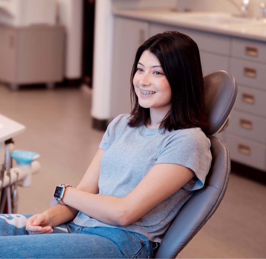 patient smiling with braces